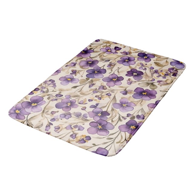 Violette - Aquarell Badematte (Schrägansicht)