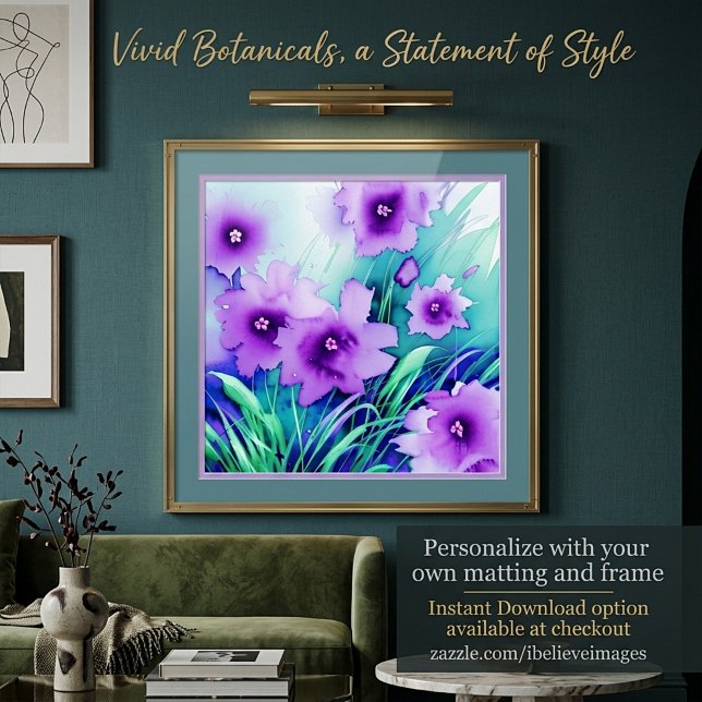 Violette Aquarellblumen Poster (Von Creator hochgeladen)