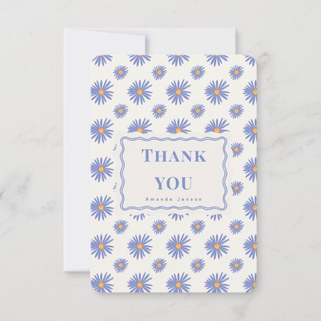 Violette Aster Personalisierte Flache Dankeskarten Dankeskarte (Vorderseite)