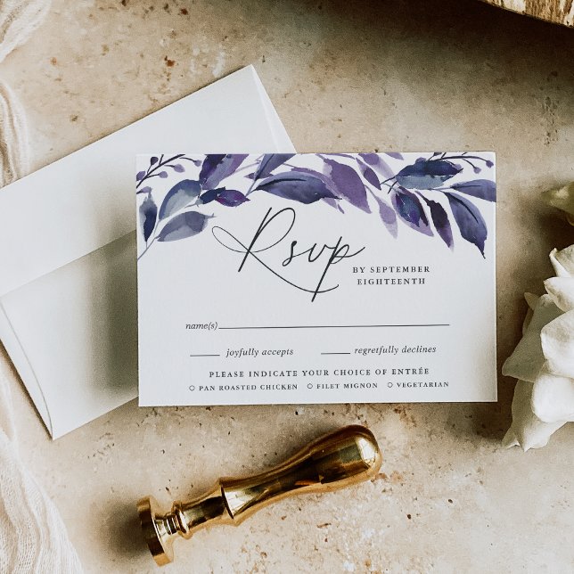 Violette Auswahl an botanischen Speisen RSVP Karte (Von Creator hochgeladen)