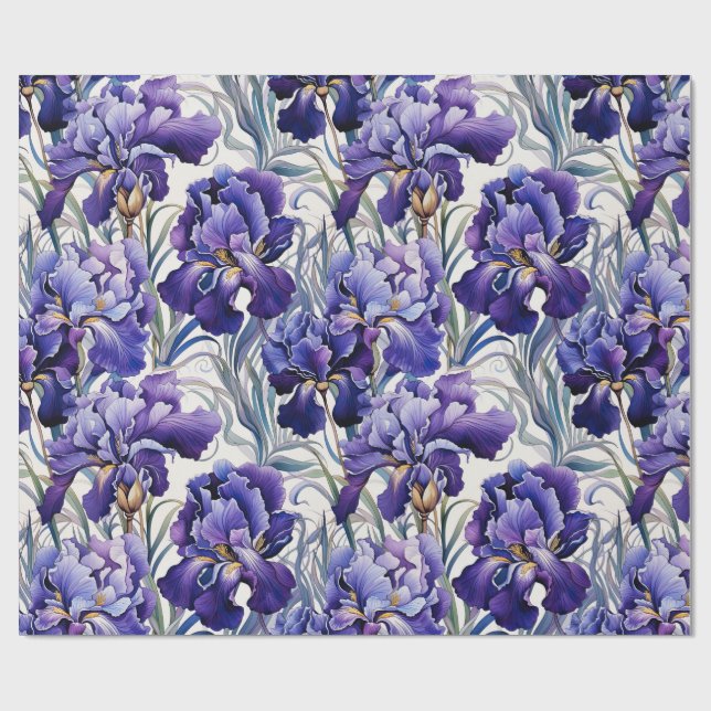 Violette Blaue Iris  Geschenkpapier (Flach)