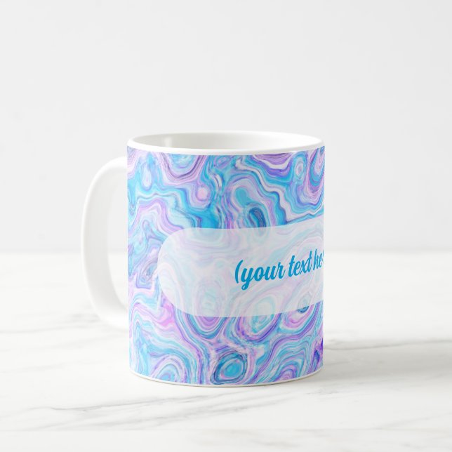 Violette Blaue Marmortextur Abstrakte Flüssige Far Kaffeetasse (Vorderseite Links)