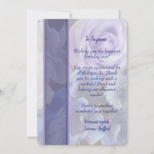 Violette Blaue Rosen Florale Geburtstagskarte Einladung