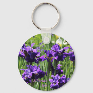 Violette blaue u. weiße sibirische Iris Schlüsselanhänger