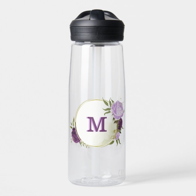 violette blühende grüne Blätter Trinkflasche (Vorne)