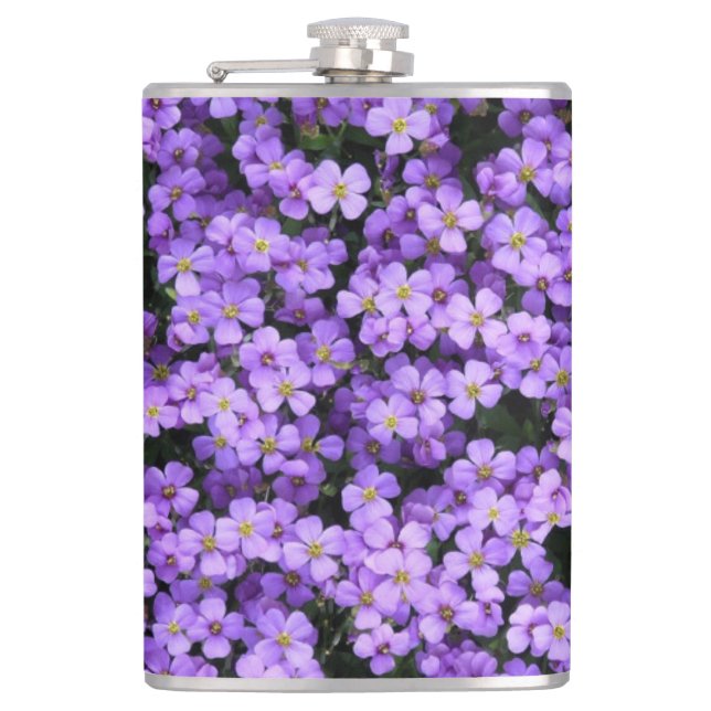 Violette Blume Flasengewebes Flachmann (Vorderseite)