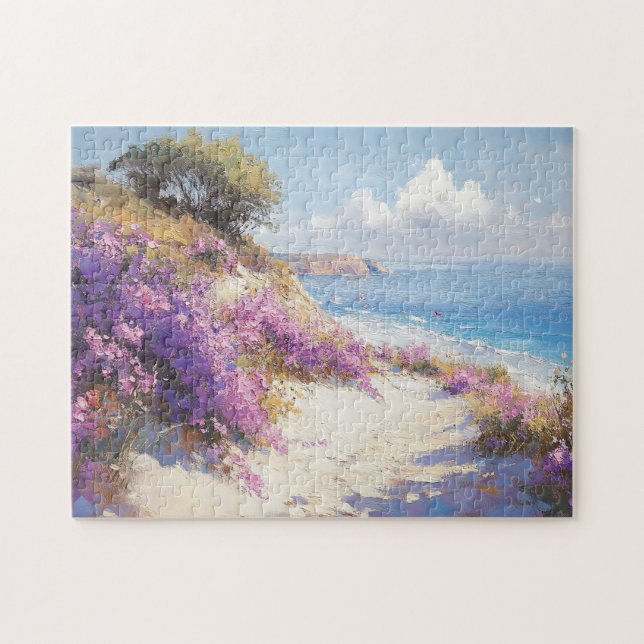 Violette Blumen am Strand (Horizontal)