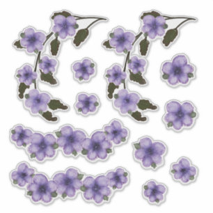 Violette Blumen Aquarellmalerei Aufkleber