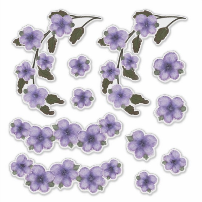 Violette Blumen Aquarellmalerei Aufkleber (Vorderseite)