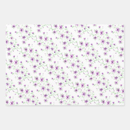 Violette Blumen auf dem Weinberg Geschenkpapier Set