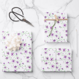 Violette Blumen auf dem Weinberg Geschenkpapier Set
