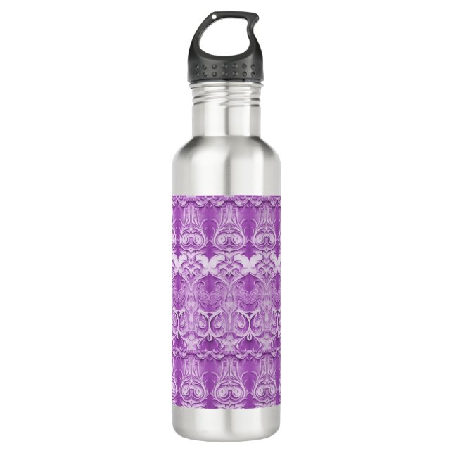 Violette Blumen Blühend Wasserflasche Edelstahlflasche (Vorderseite)