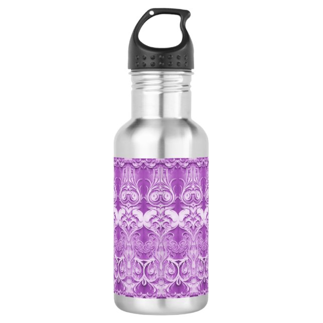 Violette Blumen Blühend Wasserflasche Edelstahlflasche (Vorderseite)