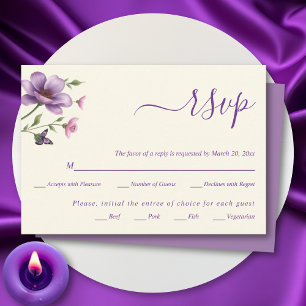Violette Blumen Blumenfrühling Hochzeit RSVP Karte