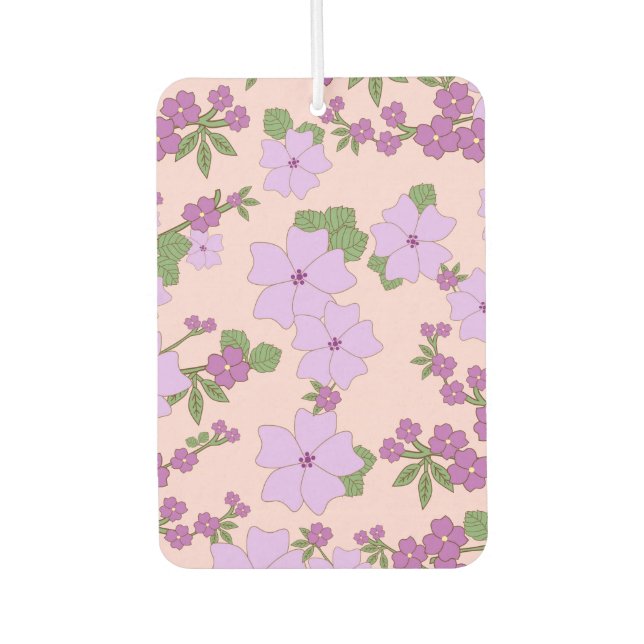 Violette Blumen, Blumenmuster, Muster von Blume Autolufterfrischer (Vorderseite)