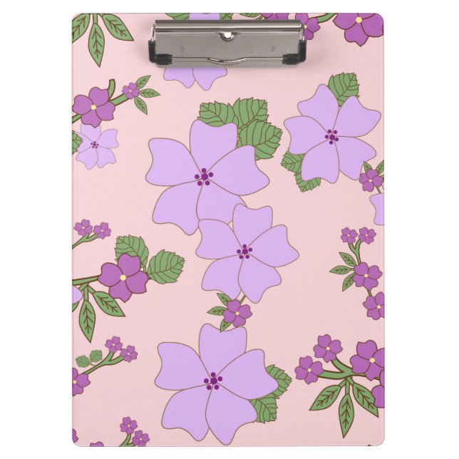 Violette Blumen, Blumenmuster, Muster von Blume Klemmbrett (Vorderseite)