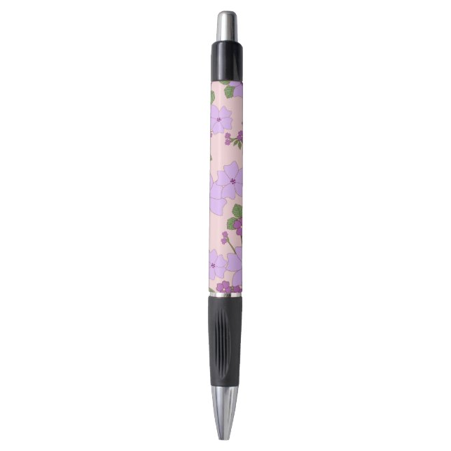 Violette Blumen, Blumenmuster, Muster von Blume Kugelschreiber (Vorderseite Vertikal)