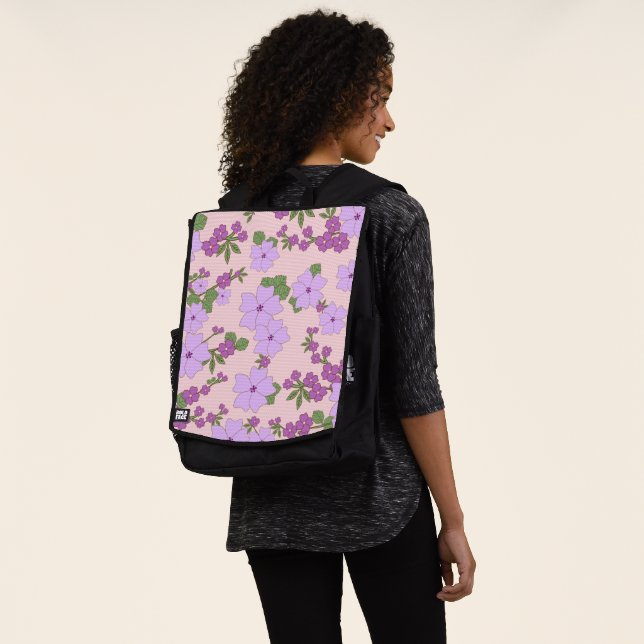 Violette Blumen, Blumenmuster, Muster von Blume Rucksack (Ausgewaschen)