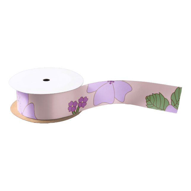 Violette Blumen, Blumenmuster, Muster von Blume Satinband (Spule)