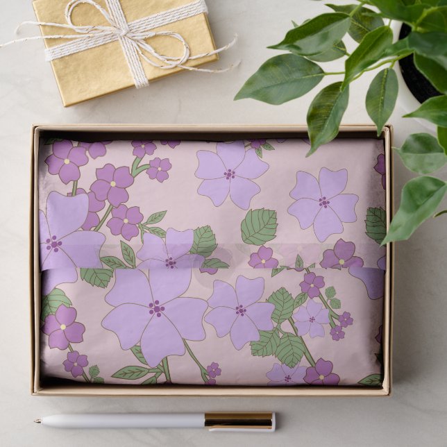 Violette Blumen, Blumenmuster, Muster von Blume Seidenpapier (Geschenk)