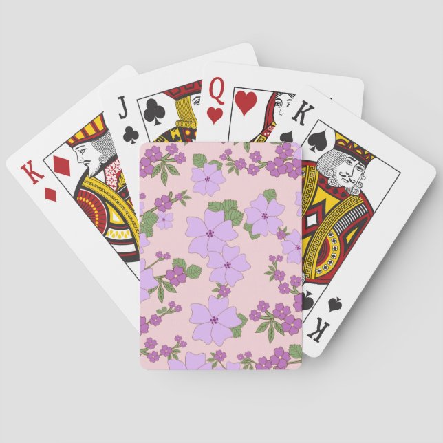 Violette Blumen, Blumenmuster, Muster von Blume Spielkarten (Rückseite)