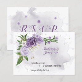 violette Blumen botanisch RSVP Karte