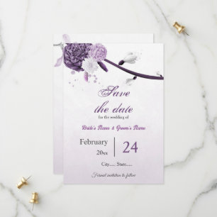 violette Blumen botanische Hochzeit Save The Date