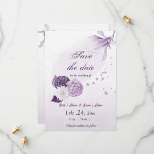 violette Blumen botanische Hochzeit Save The Date