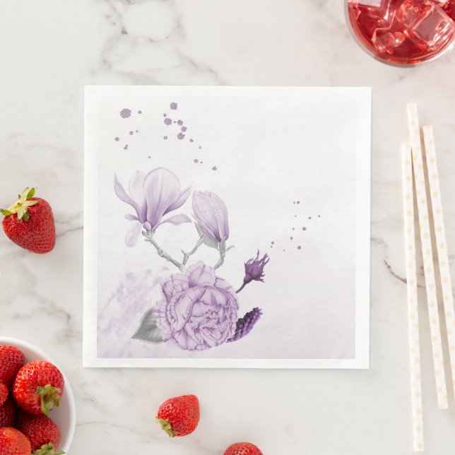 violette Blumen botanische Hochzeit Serviette (Beispiel)