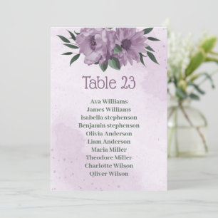 violette Blumen botanische Sitzkarte Einladung