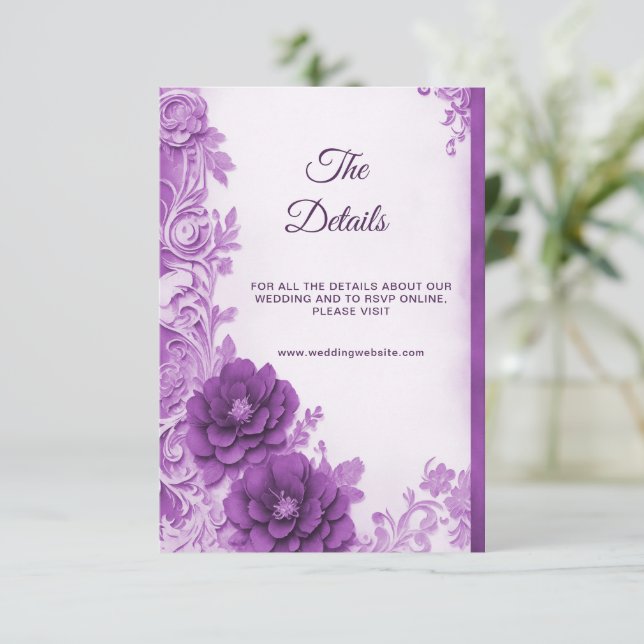 Violette Blumen - Detailkarte für die Einschließun Begleitkarte (Stehend Vorderseite)