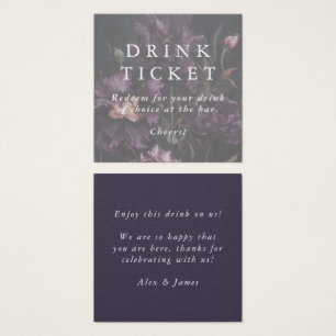 Violette Blumen Drink Ticket Hochzeit Bar Token