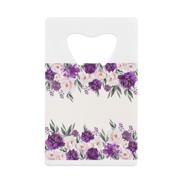 violette Blumen Geldbeutel Flaschenöffner (Vorderseite)