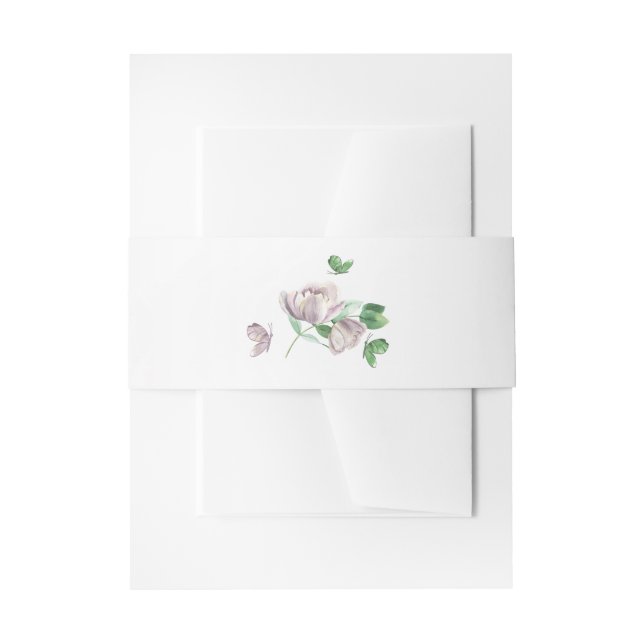 violette Blumen grüne Blätter Hochzeit Einladungsbanderole (Vorderseite Beispiel)