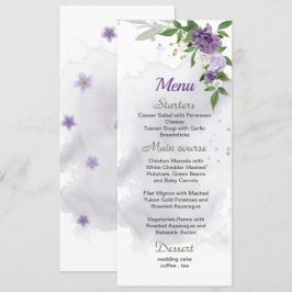 Violette Blumen Grüne Hochzeit Menükarte