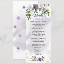 Violette Blumen Grüne Hochzeit Menükarte