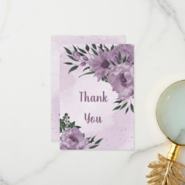 violette Blumen Grünpflanzen botanische Hochzeit Dankeskarte