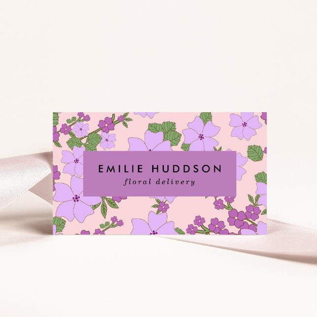 Violette Blumen, Grünpflanzen, Florist, Blume Shop Visitenkarte (Von Creator hochgeladen)