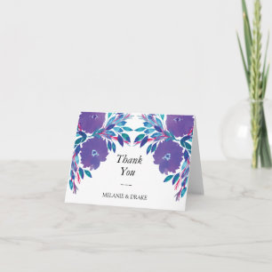 Violette Blumen handgemalt Dankeschön Karte