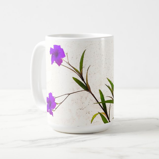 Violette Blumen in der Brise Kaffeetasse (Vorderseite Links)