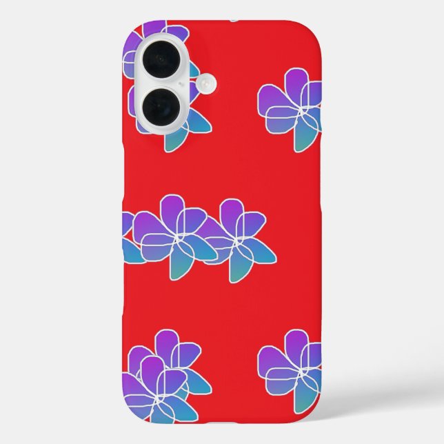 Violette Blumen in Rot iPhone 16 Hülle (Rückseite)