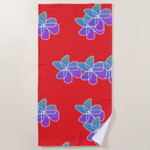 Violette Blumen in Rot Strandtuch