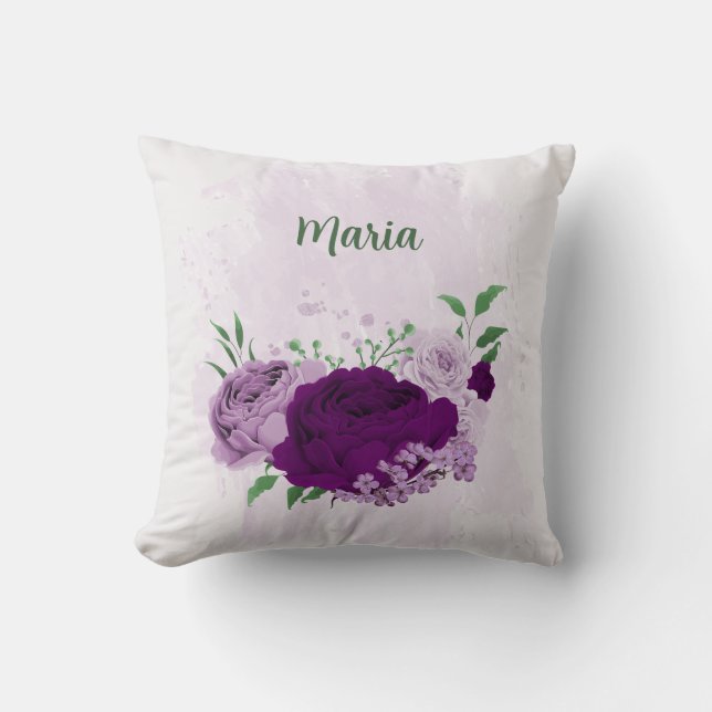 violette Blumen Kissen (Vorderseite)