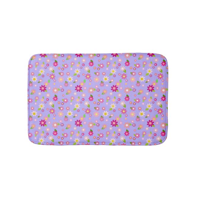 Violette Blumen Kleine Badematte (Vorderseite)