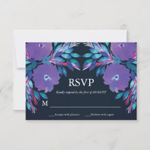 Violette Blumen mit RSVP-Karte Einladung