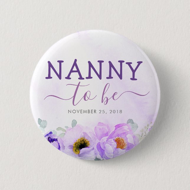 Violette Blumen Niedlich Kindermädchen als Kinderd Button (Vorderseite)