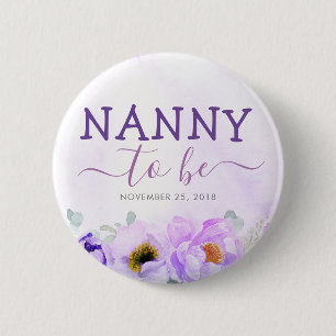 Violette Blumen Niedlich Kindermädchen als Kinderd Button