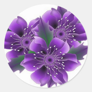 violette Blumen Runder Aufkleber