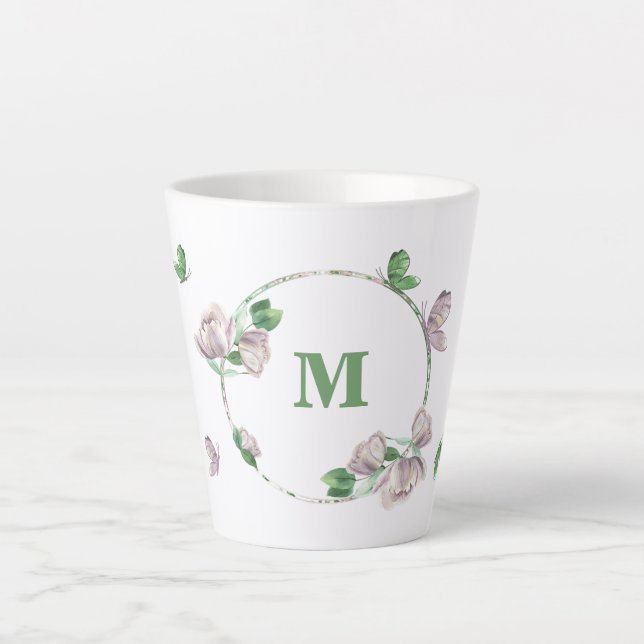 violette Blumen, Schmetterlinge Milchtasse (Vorderseite)