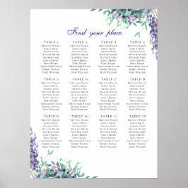 Violette Blumen Sitzkarte drucken. Aquamarine Hoch Poster